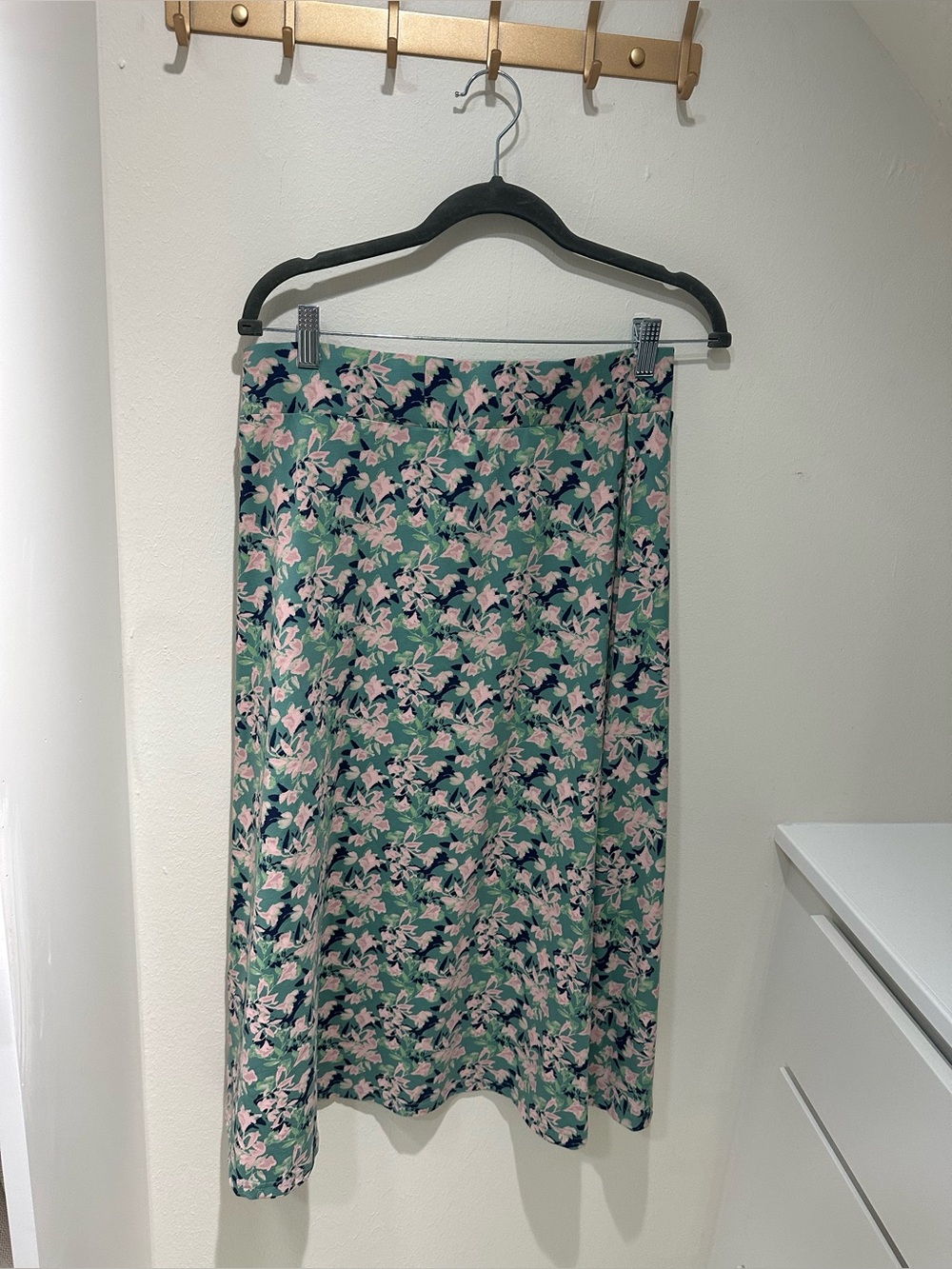 Pact Organic Floral Midi Skirt in  Green  & Pink-NWT